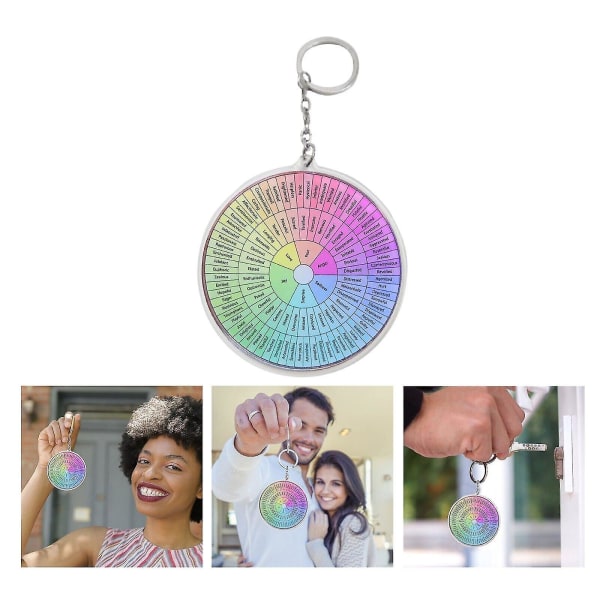 Følelseshjul Dobbeltsidet Nøglering Følelsesmæssig Erindrings Nøglering Glad for at tilbringe hver dag Vælg Følelsesmæssig Nøglering Venskab Nøglering