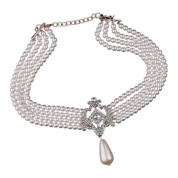 Flerskiktat 4-lagers kristallsimulerade pärlor Bib Choker Halsband
