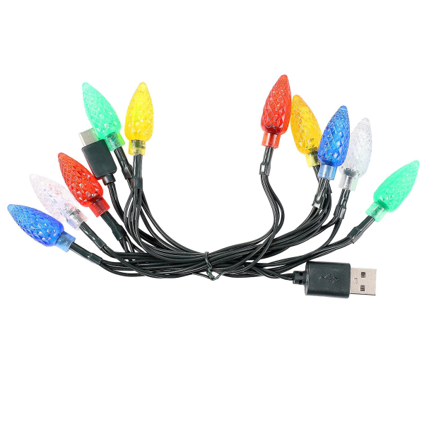 1 kpl USB värikkäät joulukoristeet valot USB valot matkapuhelimen latauskaapeli (108X2X2cm, musta 1)