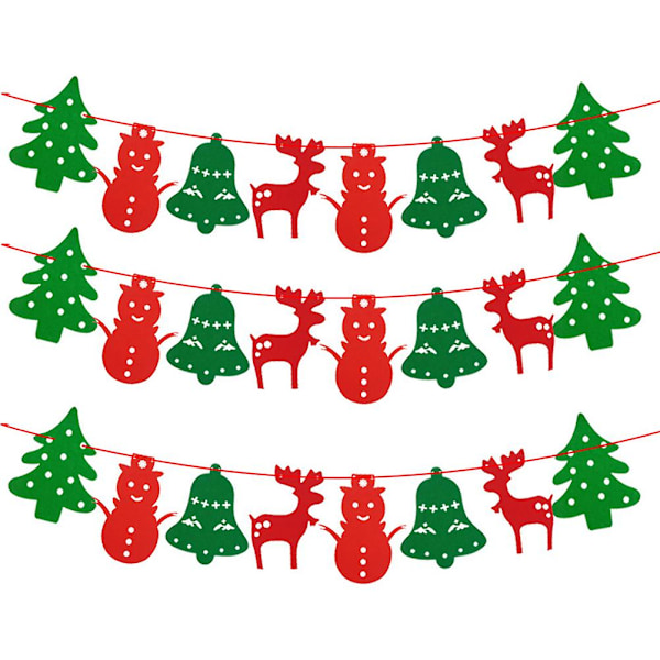 3 st dekorativa julbanderoller i non-woven, delikat, kreativ, söt jultema (M, som bilden visar)
