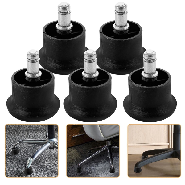 5 pakke stol glide hjul glide udskiftning møbel gulv glidere til kontor hjem (sort)