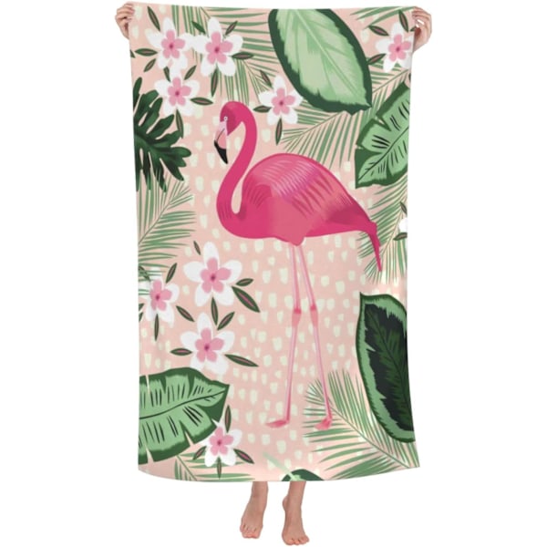 Women's Flamingo Beach Towel, Adult Microfiber Quick Dry Beach Towel, Cute Personalized Design, 59" x 27.5"