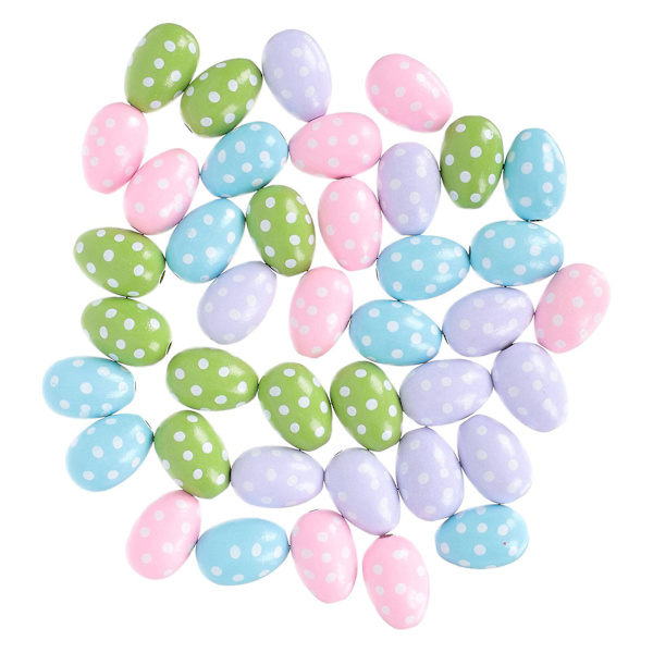 40 Påskeæg Form Træperler DIY Håndværk Fremstilling Perler DIY Perlebroderi (3X2 cm, Farve)