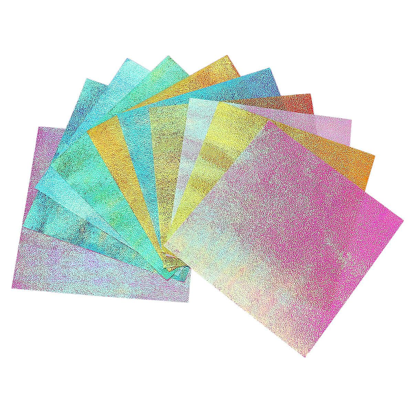 50 stk regnbuepapir firkantet skinnende brettet papir DIY håndlaget papirkranpapirutskjæring (15 cm, 10 farger) (50 stk, som vist på bildet)