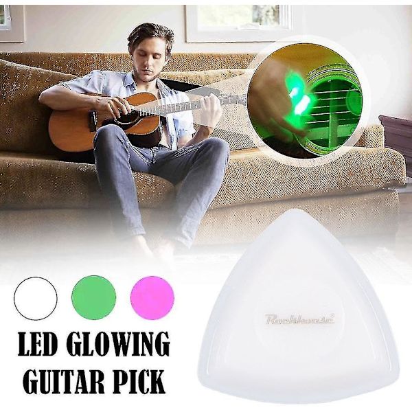 Led-lysande gitarrplektrum, basplektrum basgitarr elgitarrplektrum Led-gitarrbasplektrum, akustisk gitarrlysande plektrum-hhny（3 st - 3 färger）