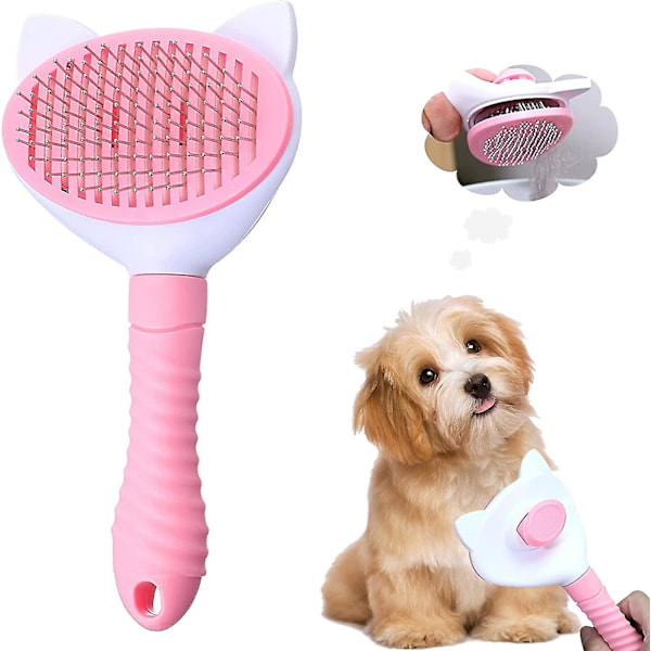 Brush Dogs, Grooming Brush Cat Brush Self-cleaning Brush Brush (pink)