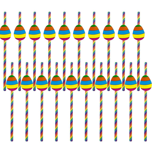 40-Pack Easter Egg Pattern Rainbow Color Paper Straw Party Paper Straw Party Supplies (19.7X6cm, as shown in the picture)