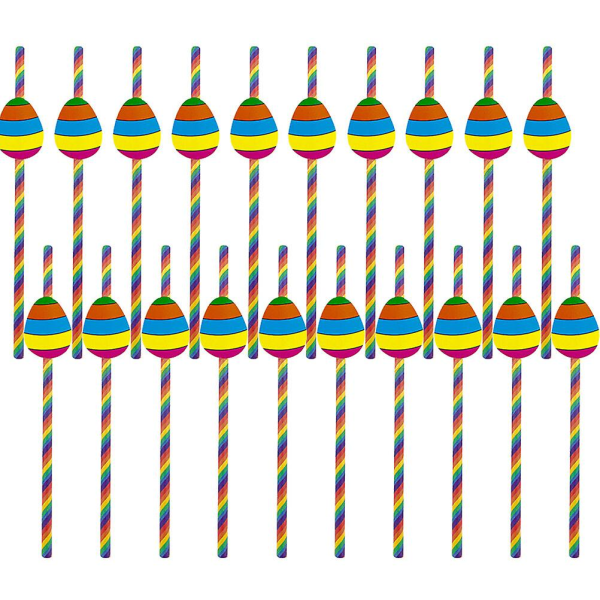 40 Pack Easter Egg Pattern Rainbow Color Paper Straw Party Paper Straw Party Tarvikkeet (19,7X6cm, kuten kuvassa)