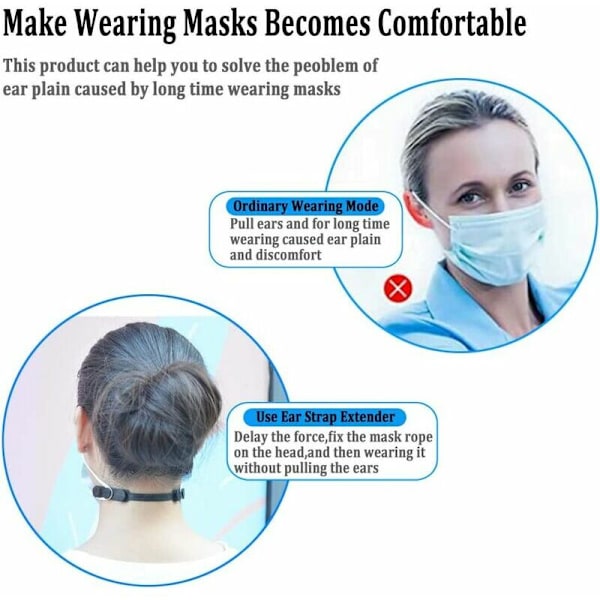 Mask Fastener Hooks Ear Loops Silicone Extension Strap Hearing Protection Buckle (5 PCS)