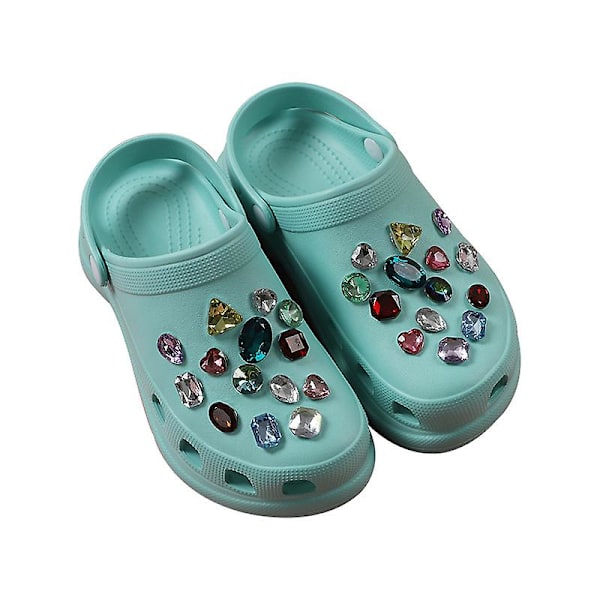 28 skodekorationer, DIY skotilbehør med krystalrhinestone i mange former, perfekt til haveclogs, strandsandaler