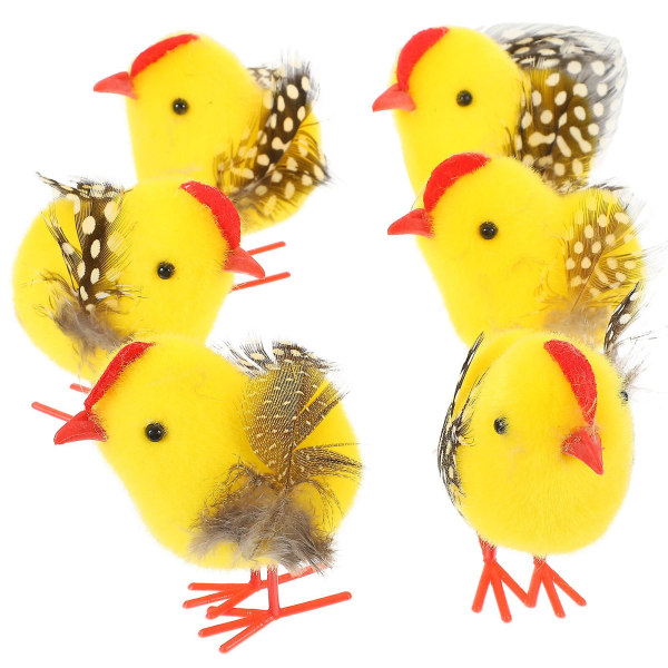 6-pakkauksen pieni pehmoinen kanakoristelu Art Statue Chicken -koristelu (7X6X4CM, kuva 1)