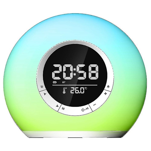 Nattlampa Bluetooth-högtalare Bluetooth 5.0 Högtalarklocka Alarmklocka Led Audio Rgb Atmosfär Ljus