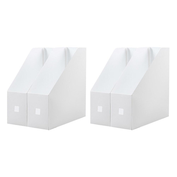 2-pack tidningsställ i plast, skrivbordsförvaring, förvaringsenhet (27,00 x 24,00 x 9,00 cm, vit)