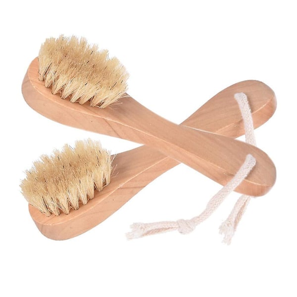 Natural Bristles Wooden Face Cleaning Brush Wood Handle Facial Cleanser Eliminating Blackheads Nose Scubber Exfoliating Facial Skin Care