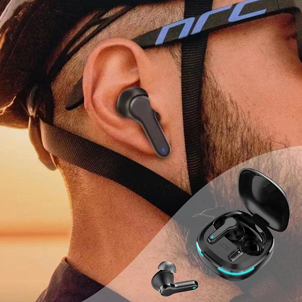 Brusreducerande trådlösa Bluetooth-hörlurar i örat BT5.3 Gaming Streaming Light Headset（Svart）