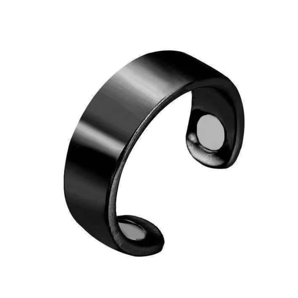 Ny diabetesovervågnings sundhedsblodsukkermåler ring åben justerbar magnetterapi legering 6 x 6 x 2cm（sort）