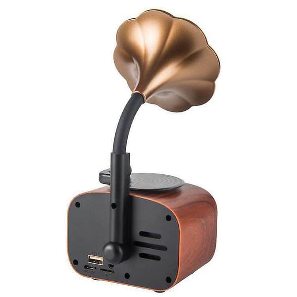 Gramofonstil liten bluetooth-högtalare（Ljusbrun）