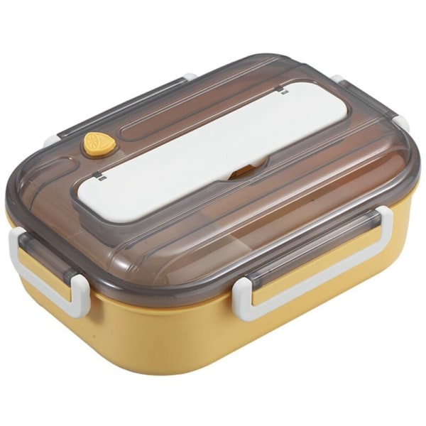 Lunchlåda, 1300 ml plastmatlåda, med bestick och 2 fack, lufttät låda för  picknick, skola, arbete (gul) f455 | Fyndiq
