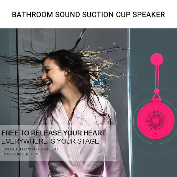 Bluetooth-duschhögtalare Handsfree-högtalartelefon med inbyggd mikrofon Dedikerad sugkopp för duschar Bluetooth 5.0 IP64（Rosa）