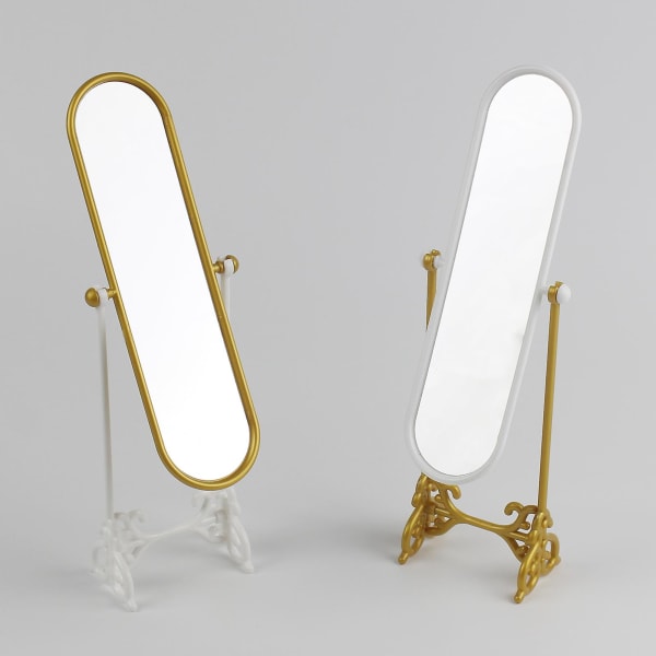 Miniature spejl Letvægts iøjnefaldende plastik boliginventar Dukkehusspejl til mikrolandskab（tilfældig farve）