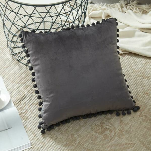 Set med 2 kuddfodral 45x45cm Mjuk sammet Dumpling Kuddfodral Modern Vardagsrum Sovrum Soffa Dekor - Mörkgrå Kuddfodral