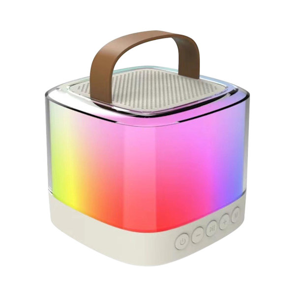 Bärbar Bluetooth-högtalare med LED-ljus Stereo Bas med ljus Lämplig för hem utomhus resor Bluetooth-högtalare（Vit）