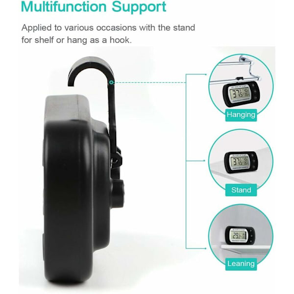 Digital kylskåpstermometer, vattentät frys termometer med krok Lätt att läsa LCD-skärm Max/Min inspelningsfunktion - 2-pack