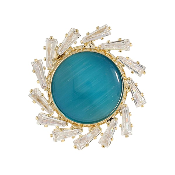 Opal magnetisk broschpinne för kvinnor Mode zirkon koppar brosch i blått och guld（Blå）