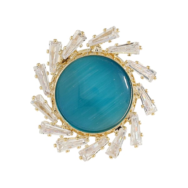 Opal magnetisk brosjenål for kvinner mote zirkon kobberbrosje i blått og gull (blått)