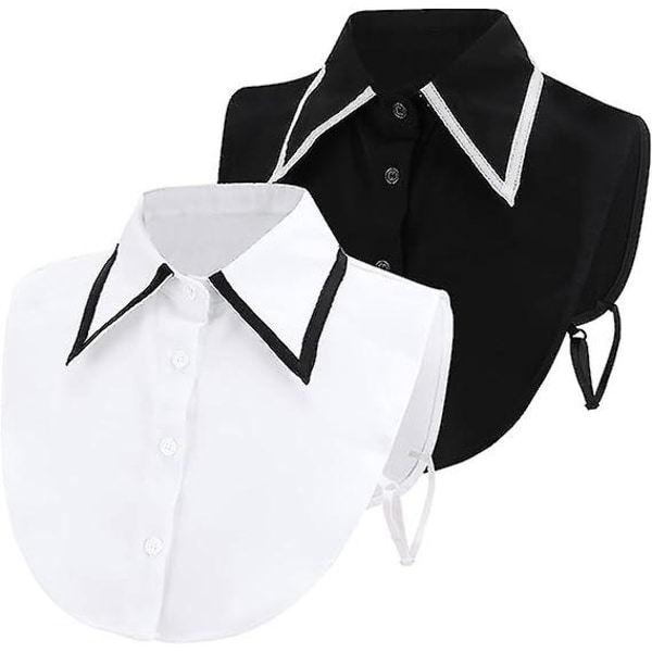 Aftagelig dameblusekrave, 2 stk. Dameaftagelig krave Fake Shirt Collar, Dickey Half Shirts Fake Collar Fake Collar til kvinder (hvid,bl
