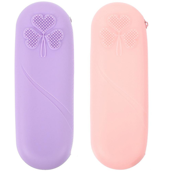 2-pack sminkborsthållare reseborste sminkväska sminkverktygsförvaringsväska (22,5X8,5CM, flerfärgad)