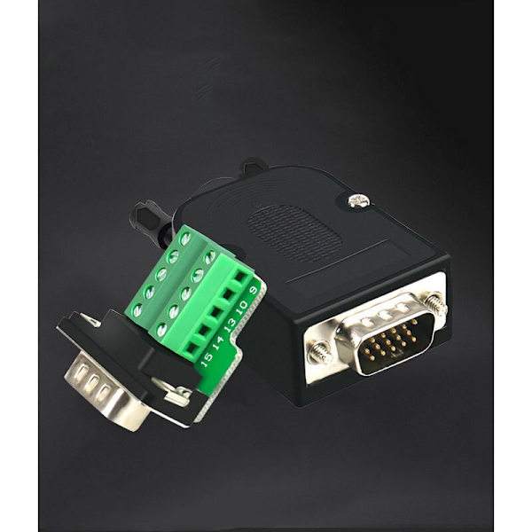 2PCS hdmi3-kontakt 15-stifts VGA lödfri adapter, (3+9 hanar+skruvar)