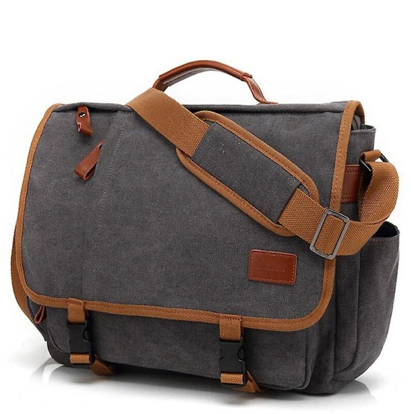 Herr Canvas Messenger Bag för olika tillfällen (17 tum, grå)