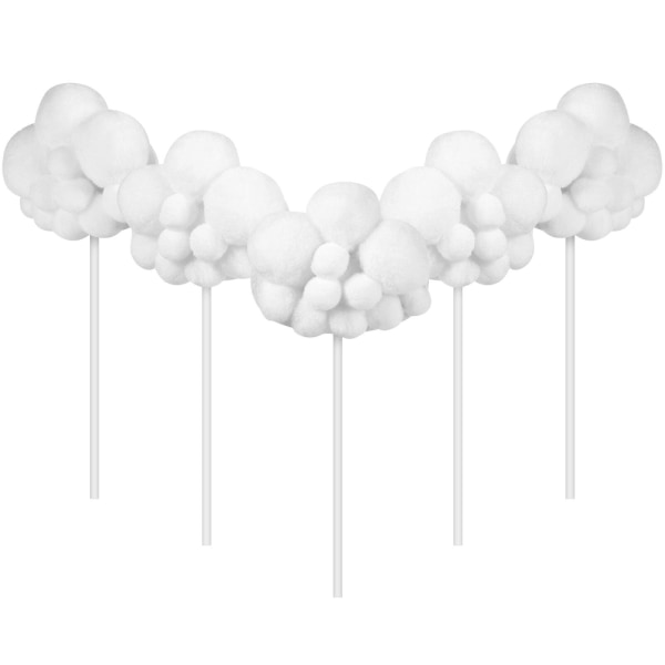 5-pak søde skyformede cupcake-toppers til fødselsdagsfestkagedekorationer (15,50 x 6,50 x 3,00 cm, hvid)