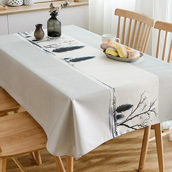 Duk, polyester rektangulär duk, grafiskt tryckt tvättbar duk för buffébord, fest, semestermiddag (55 tum)