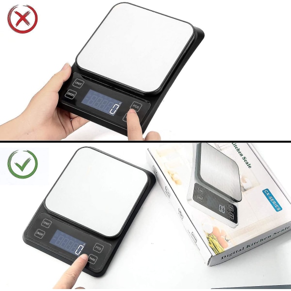 Köksskala USB-laddningsbar precisionsskala, 10 kg/1 g rostfritt stål