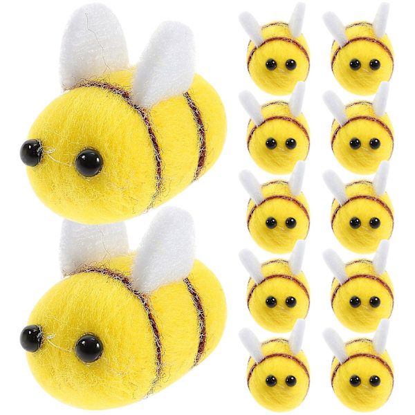 12-pack miniatyrdocka liten bi nåltovning djur bi mini suddgummi bi dekorativ nåltovningssats (storlek 1, gul)