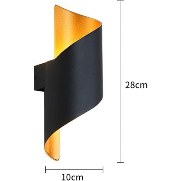 Modern vägglampa inomhus 10W utomhus spiral upp och ner vägglampa metall varmvit LED vägglampa för bar, sovrum, kök (svart)