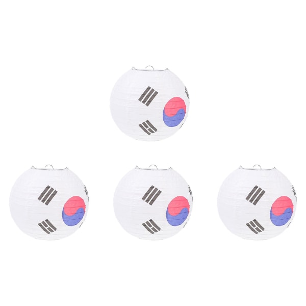 4 pakke feriepyntlykter Koreanske lanterner restaurantlykter (20X20X20CM, hvit)