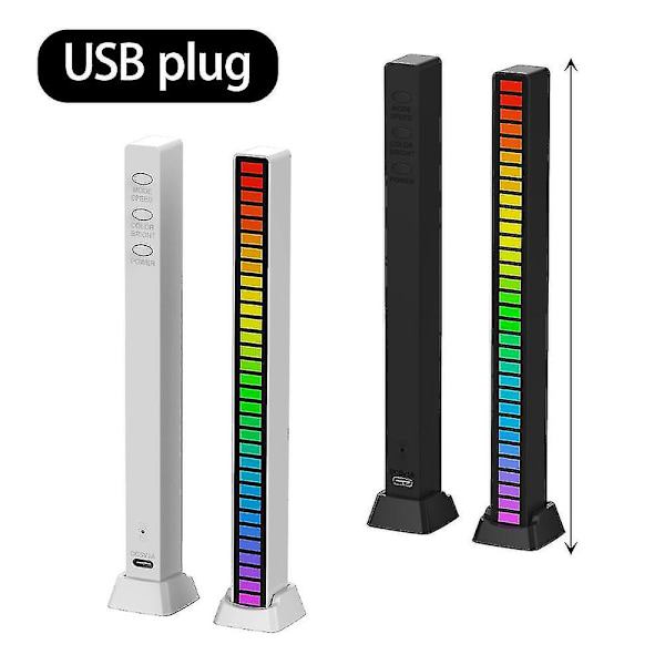 Led Rgb atmosfære stripe lys bar musikk synkronisering pickup rytme omgivelseslys Usb-lampe（hvit）
