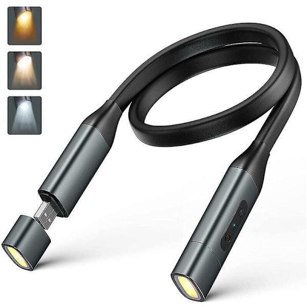 Halsläslampa 1100mah flexibel LED-boklampa för läsning i sängen på natten, handsfree-lampor för läsning löpning camping stickning sömnad