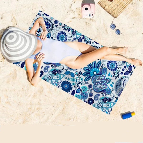 Solskydd Strandhandduk, Mikrofiber Strandhandduk, Ingen Sand, Extra Stor För Simbassäng Vattenpark Hotell Resort Utomhuskonsert (Blå och