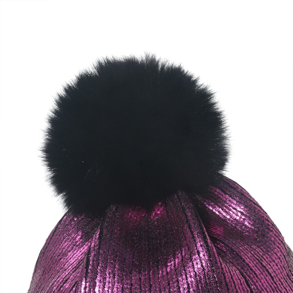 Dame vinterhue tyk kabelstrik varm hue til kvinder（violet）