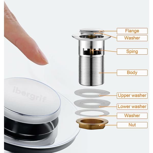 - Badrumsavloppsplugg, Clic Clac handfatsplugg, Krom, Silver