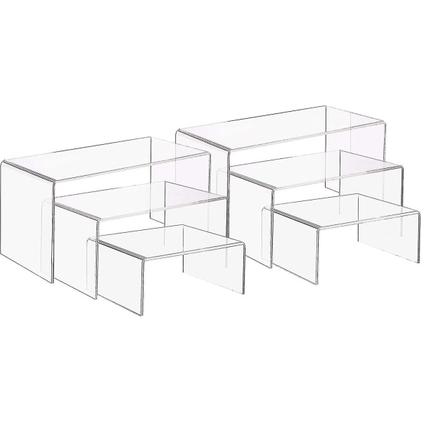 6 st 3 storlekar akryl display risers hållare U-formade smyckesdisplayställ transparent