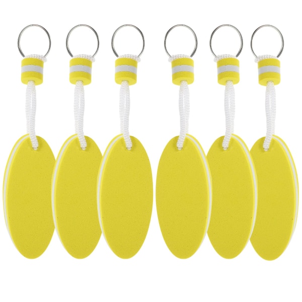 6 stycken flytande nyckelring färgglad flytande nyckelring hängande flytande nyckelring vattensport nyckelring (1,5X3,5X16CM, gul)
