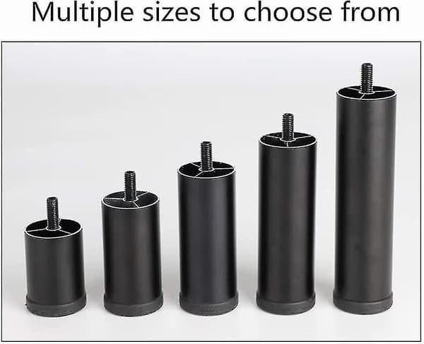 4 ställbara möbelben i aluminiumlegering, runda, 12 cm-