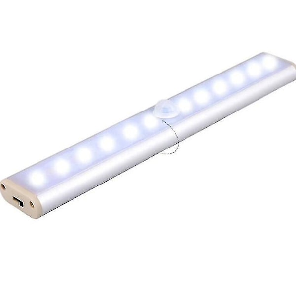 Lamper 12 Led, Trådløs, Genopladelig Ved Usb, Magnetisk, Bevægelsessensor, Bærbar. Skab Lys, Nødlampe, Hjælpemiddel, Sølv