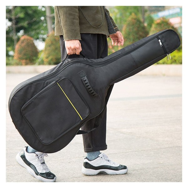 Gitarrväska Oxford Nylon Vattentät Gitarrfodral med Externa Fickor Överdrag för Klassisk och Folk Akustisk Gitarr 39'' 40'' 41'', (41 tum svart) 1st