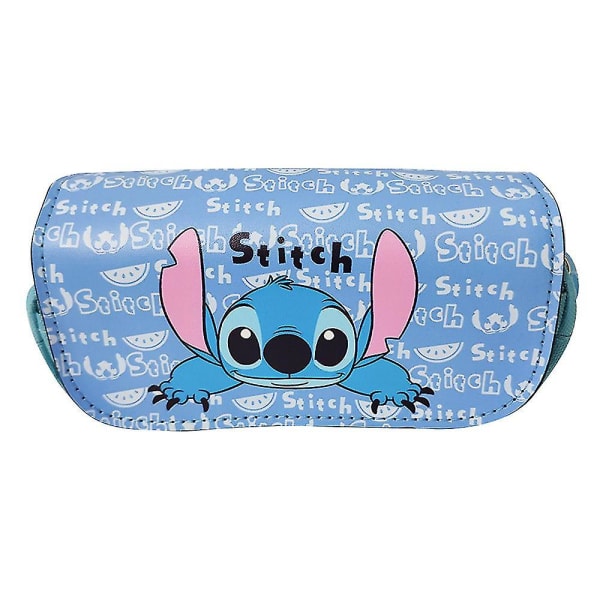 Disney Tecknad Lilo Stitch Case med stor kapacitet Pu-läder Dubbellager Pennfodral Case Penn Organizer Pappersväska För Barn Pojkar Flickor Stu